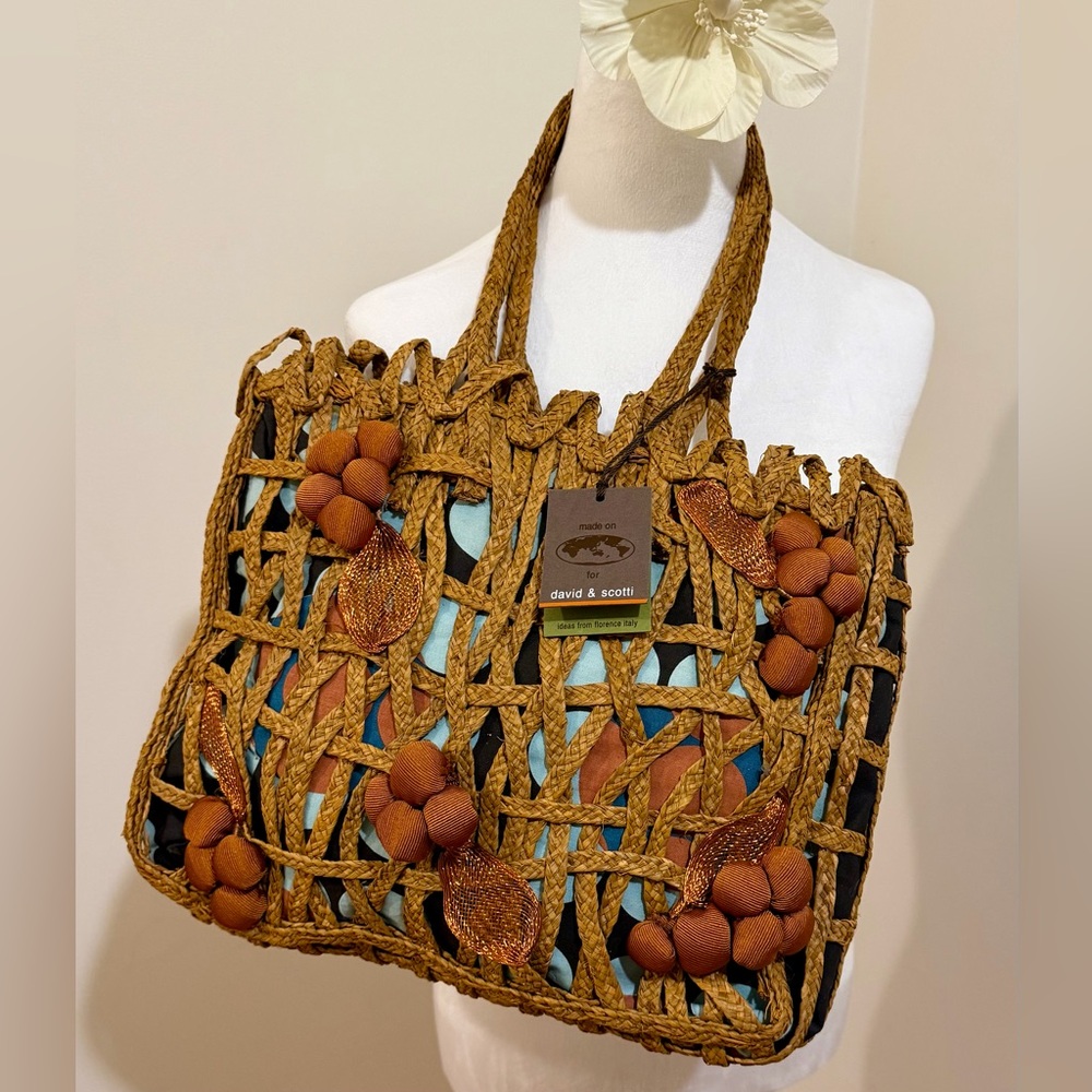 David & Scotti NWT Brown Woven Tote Bag